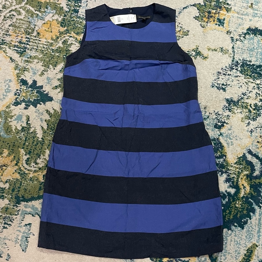 NEW Banana Republic size 12P 12 Petite sleeveless black blue dress